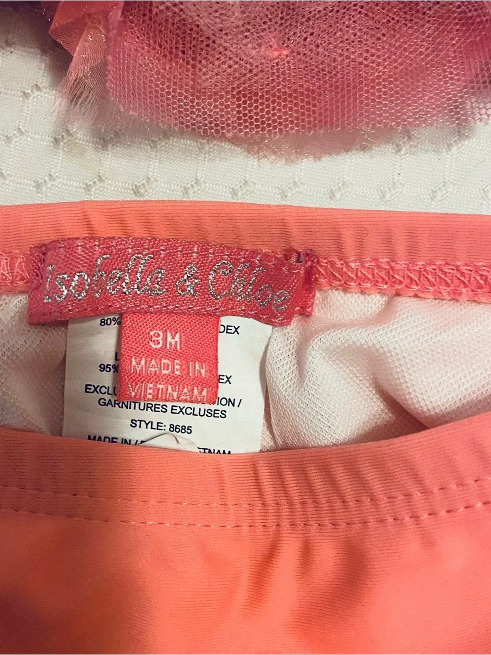 NWOT Isobelle & Chloe Coral Pink Ruffled Two-Piece Swimsuit Set, 3M